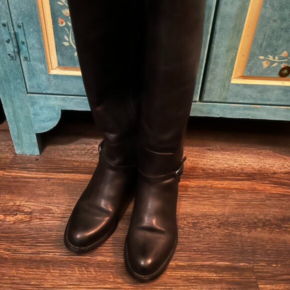 Black Leather Franco Sarto Riding Boots - Picture 1 of 3